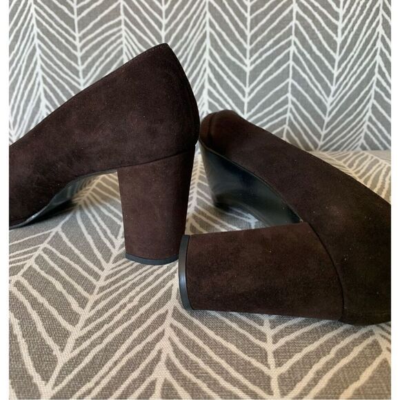 STUART WEITZMAN Brown Suede Tower Pump Heels Shoes size 7.5 AAA NARROW - Picture 9 of 11